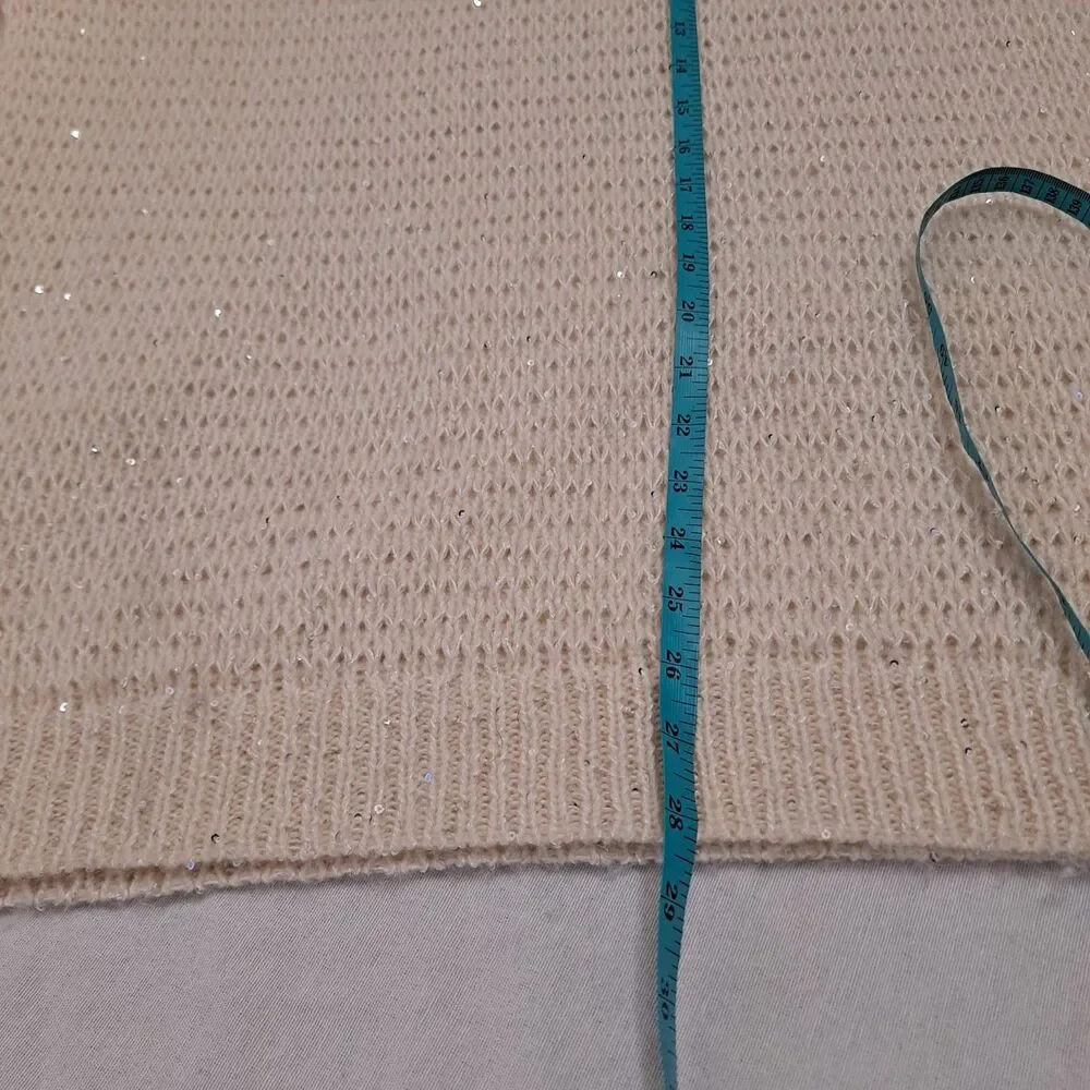 Nordstrom Signature Sequin Open Knit Sweater Womens XXL Polyester Cashmere Blend - Picture 6 of 8